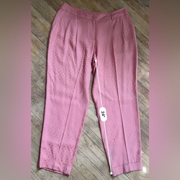 Chico’s Size 1 (U.S. 8) Jacquard Pleated Cuff Ankle Pants • Zipper & Button FLAW - Picture 9 of 15